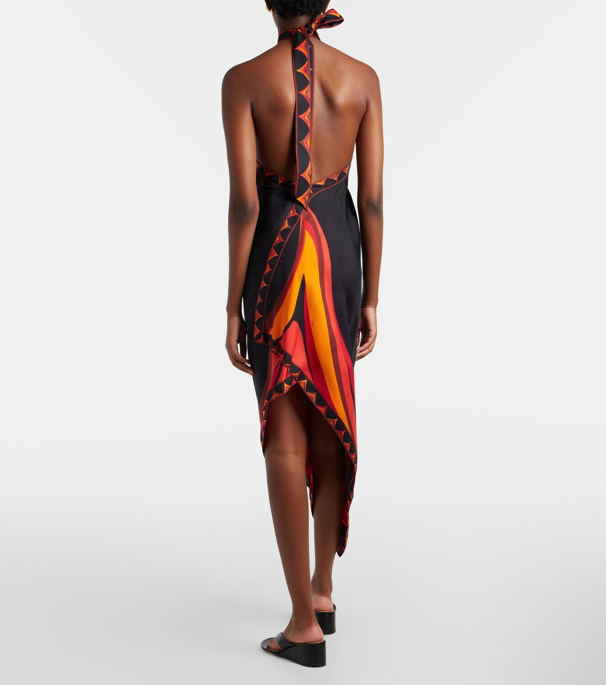Pucci Fari halterneck silk twill midi dress