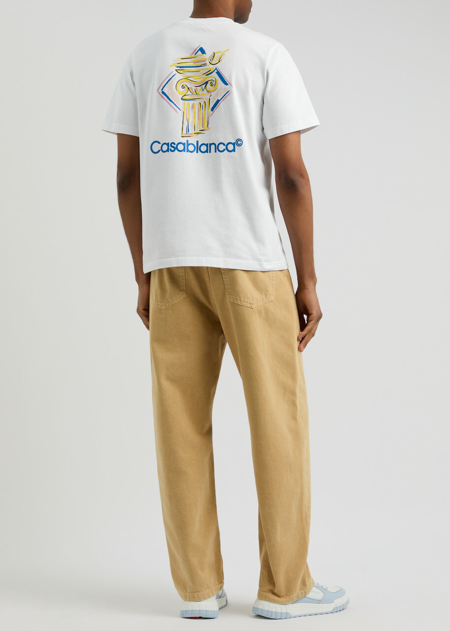 Casablanca Diamond Column Printed Cotton T-shirt White Casablanca Diamond Column Printed Cotton T-shirt White