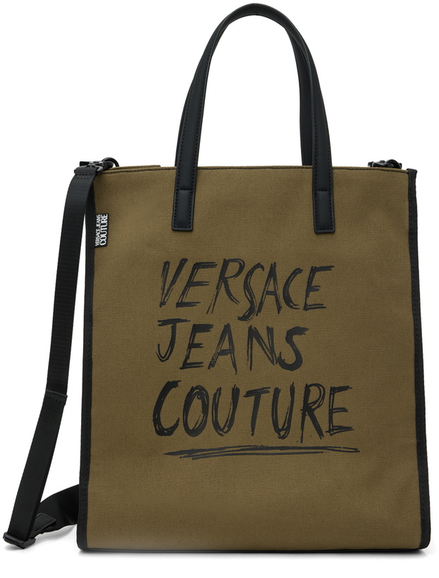 Photo: Versace Jeans Couture Khaki Handwritten Logo Tote