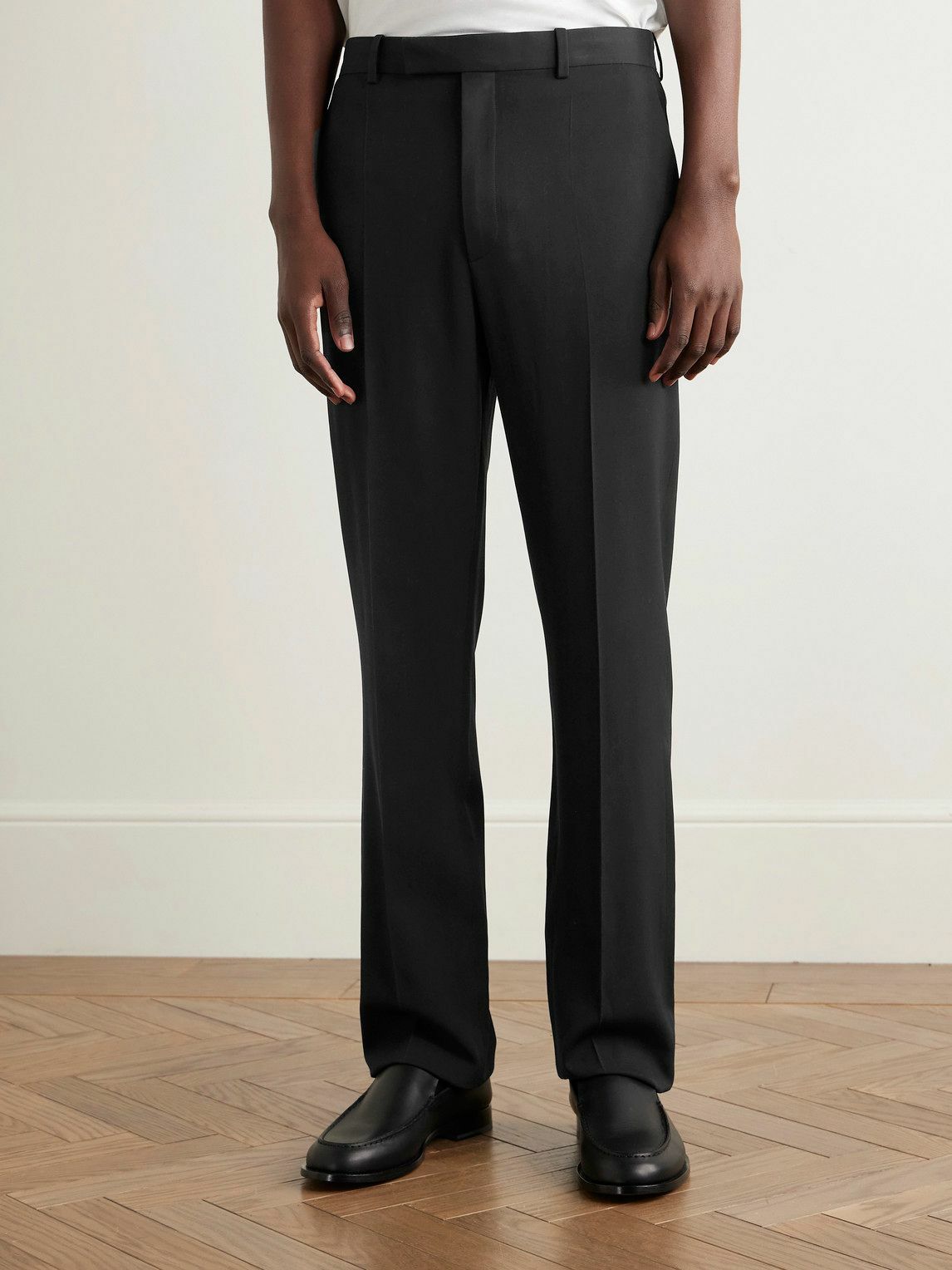 The Row - Prisa Slim-Fit Straight-Leg Wool-Twill Trousers - Black
