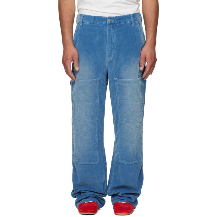 Photo: COÛT DE LA LIBERTÉ Blue Eli Corduroy Painter Trousers