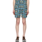 BEAMS PLUS Blue Beach Batik Print Shorts