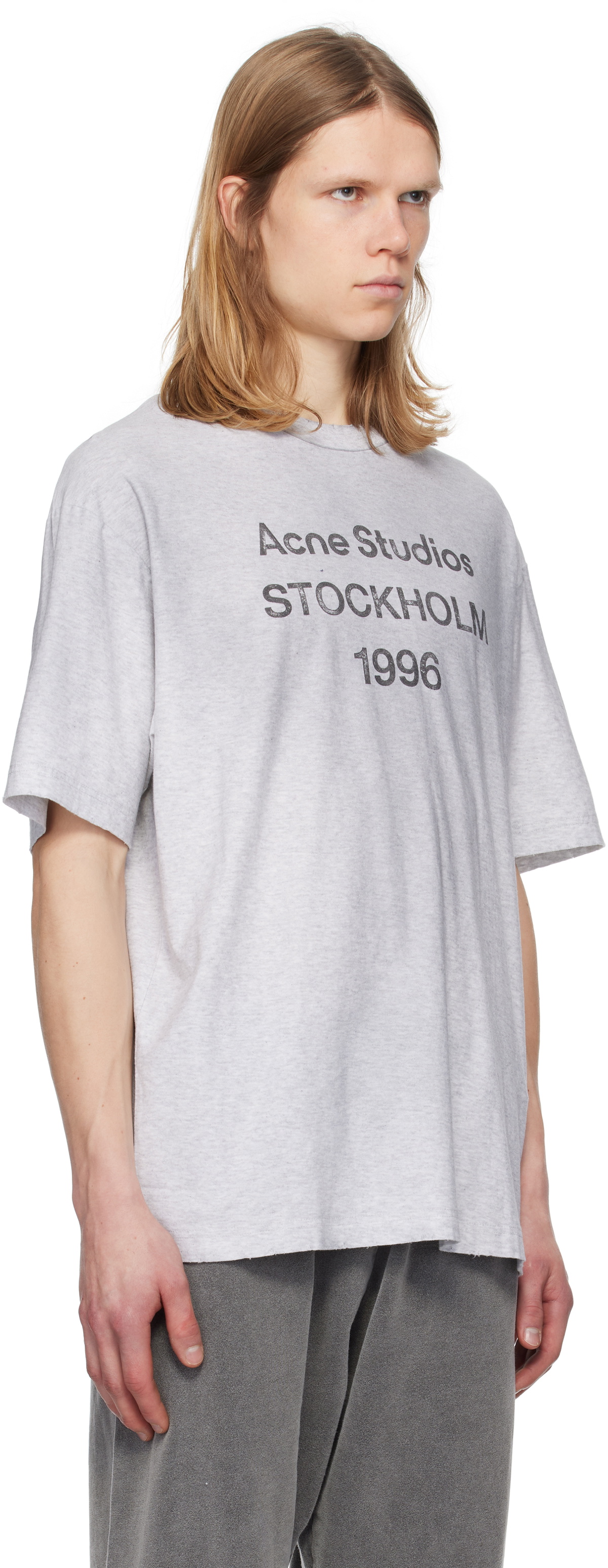 Acne Studios Gray Relaxed Fit Logo T-shirt Acne Studios