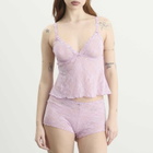 SKIMS Women's Stretch Lace Triangle Cami & Short Set in Baby Pink