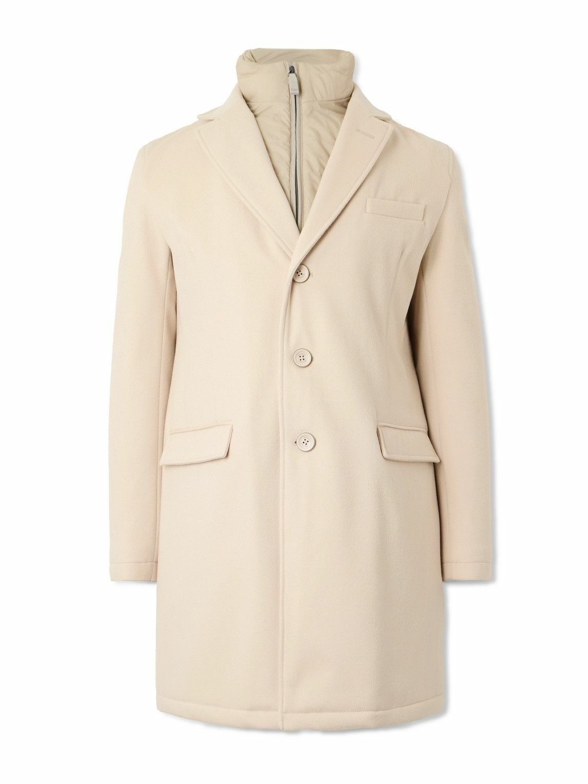 Herno - Wool Coat with Detachable Shell Gilet - Neutrals