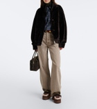 Mou Shearling-lined suede platform mules