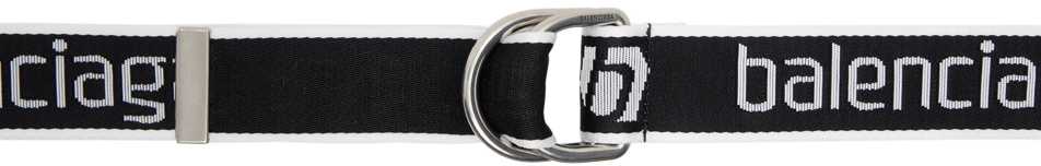 指輪・リング BALENCIAGA D-RING BELT IN BLACK AND WHITE CANVAS Balenciaga Black & White D Ring Belt Balenciaga