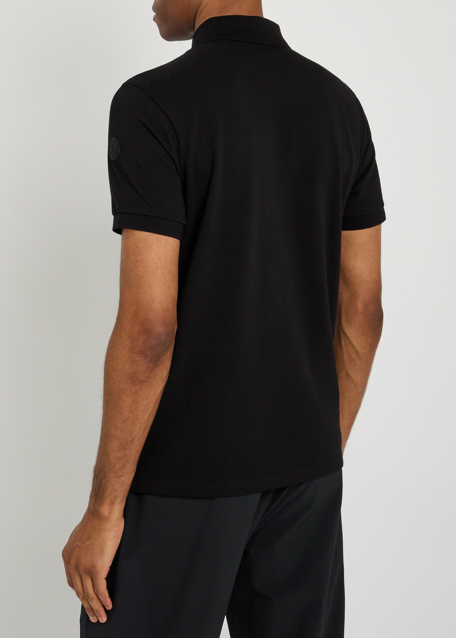 Moncler Logo-print Cotton Polo Shirt Black