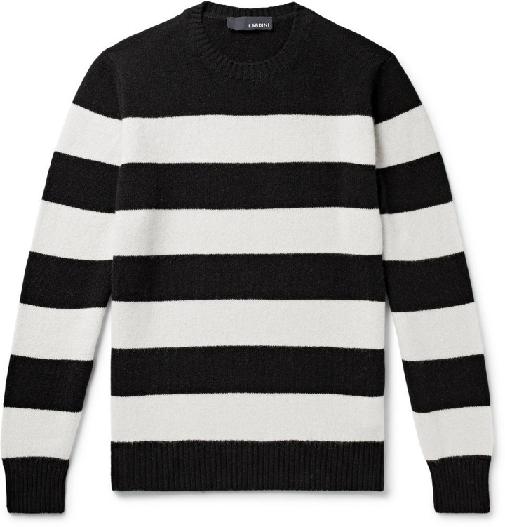 Photo: Lardini - Slim-Fit Striped Wool and Cashmere-Blend Sweater - Black