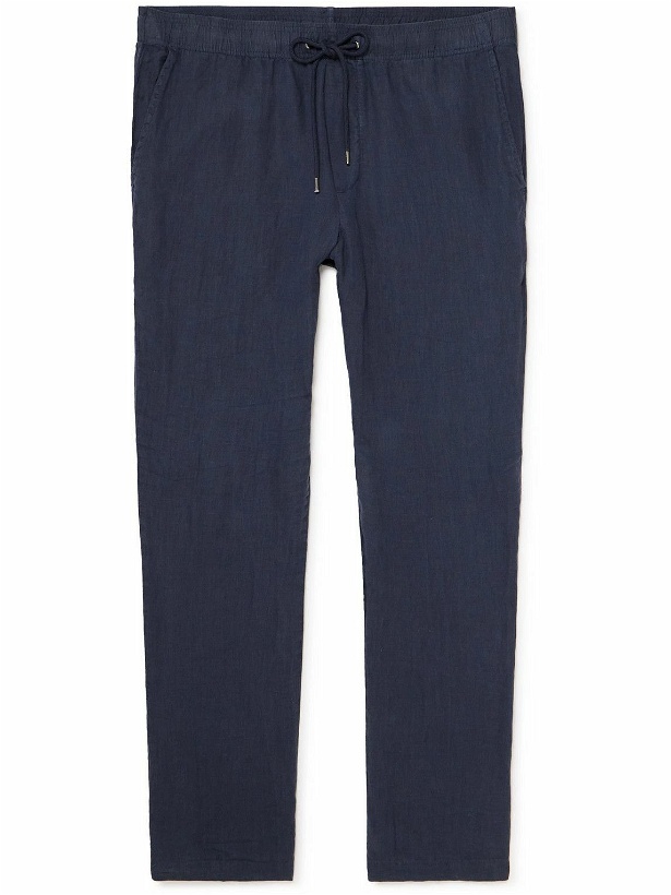 Photo: James Perse - Straight-Leg Garment-Dyed Linen Drawstring Trousers - Blue