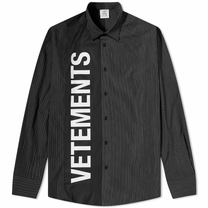 Photo: Vetements Men's Cut-Up Logo Shirt in BlckStrps