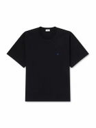 CELINE - Logo-Embroidered Cotton-Jersey T-Shirt - Black