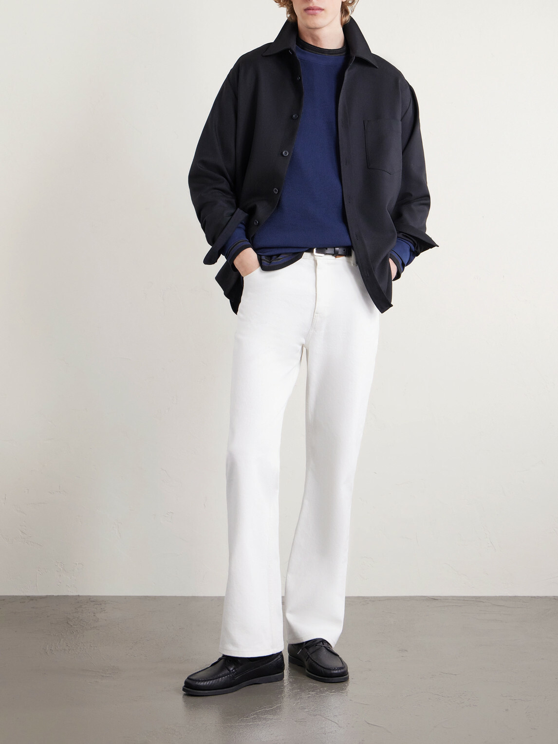 NN07 - Jett 30035 Waffle-Knit Organic Cotton Sweater - Blue