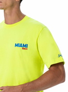 MC2 Saint Barth Man Cotton T-shirt With Miami Beach Postcard Placed Print