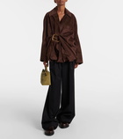 Loewe Belted draped suede shirt