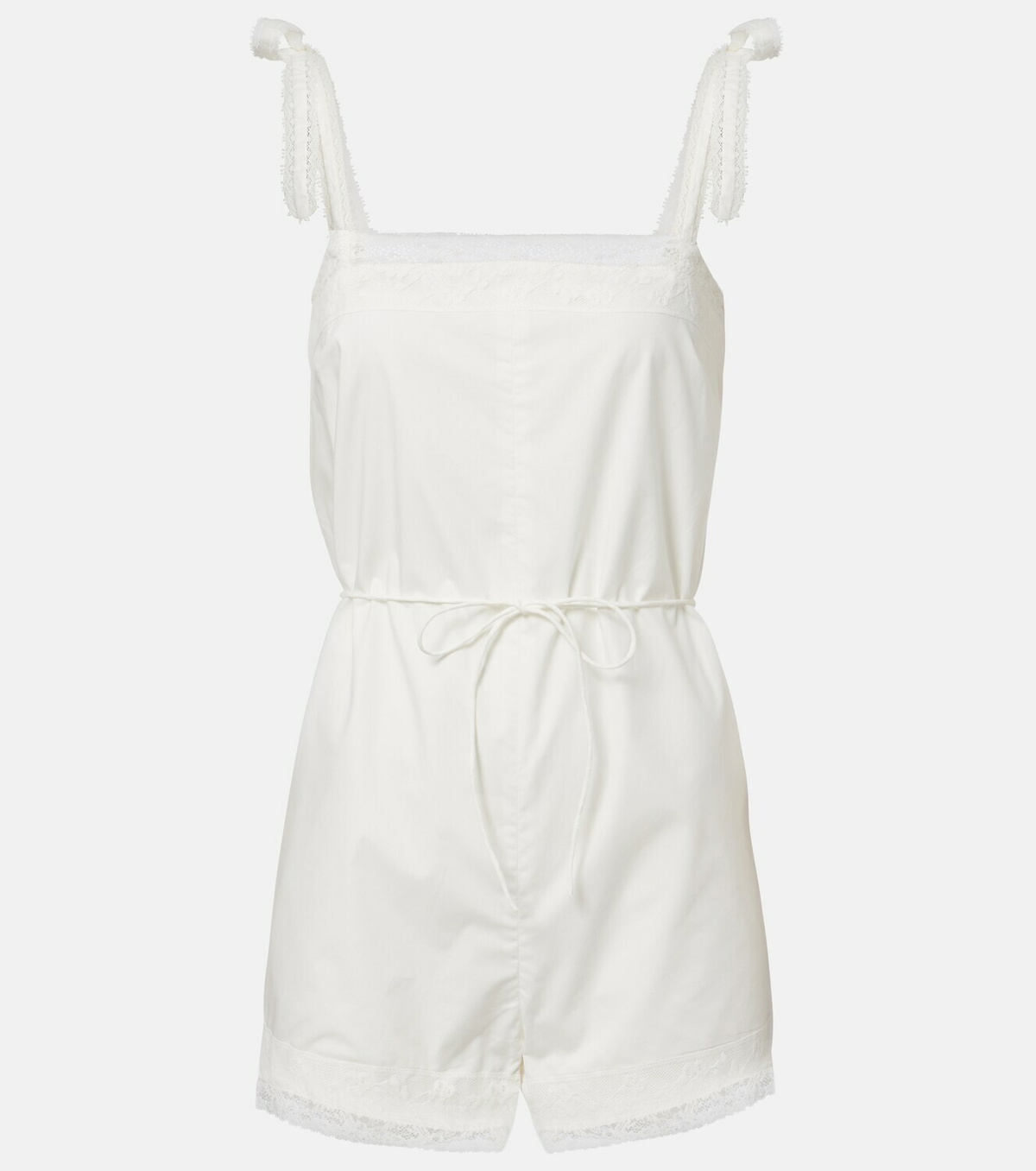 Faithfull Reine lace-trimmed cotton romper