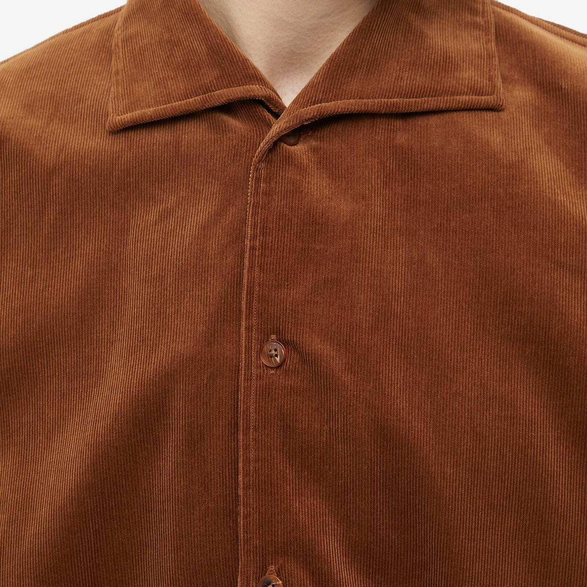 Auralee Men's Finx Corduroy Shirts in Red/Brown Auralee