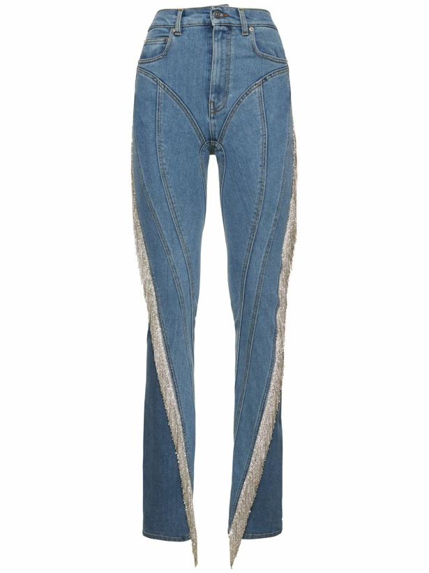 Photo: MUGLER - Embellished Fringe Denim Skinny Jeans