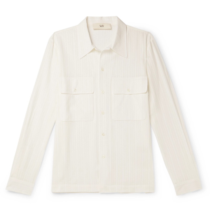 Photo: Séfr - Lukey Striped Cotton-Blend Shirt - White