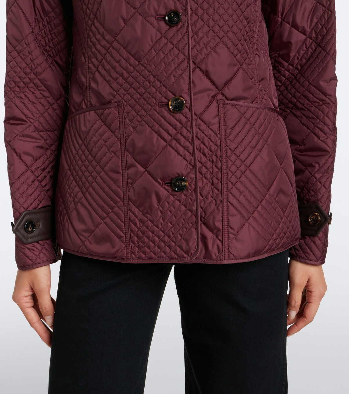 Burberry Fernleigh leather-trimmed quilted jacket