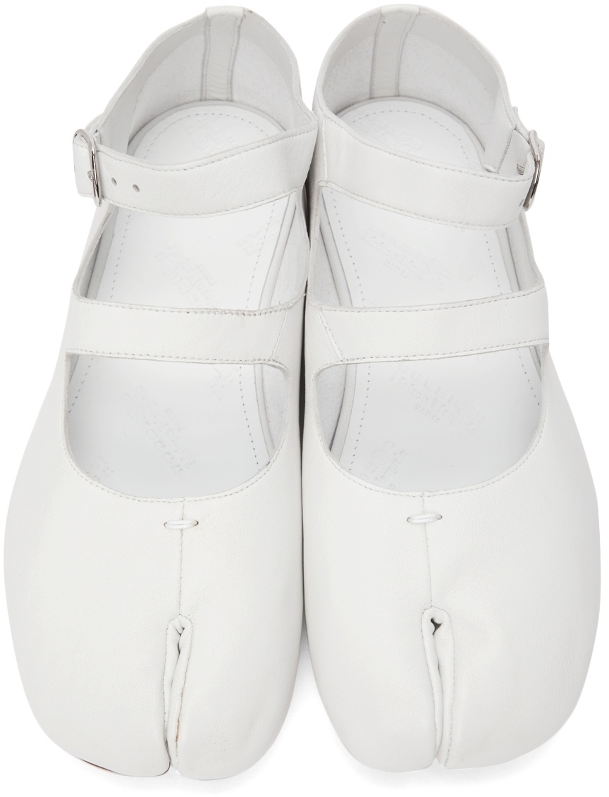 Maison Margiela White Tabi Buckle Ballerina Flats Maison Margiela