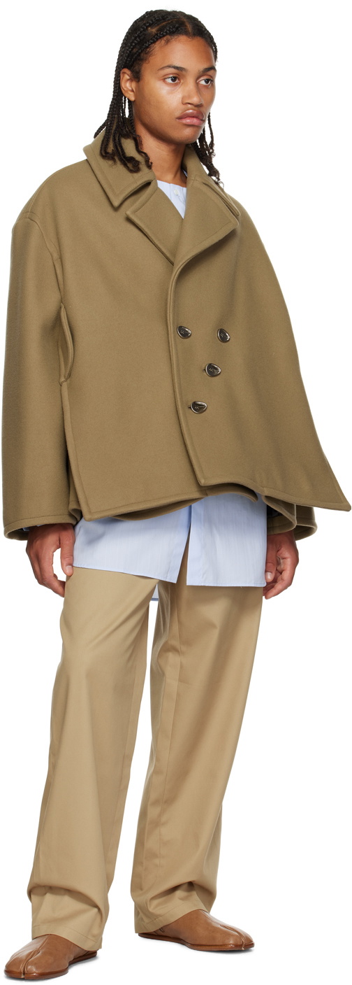 T/SEHNE Beige Double-Layered Peacoat T/SEHNE