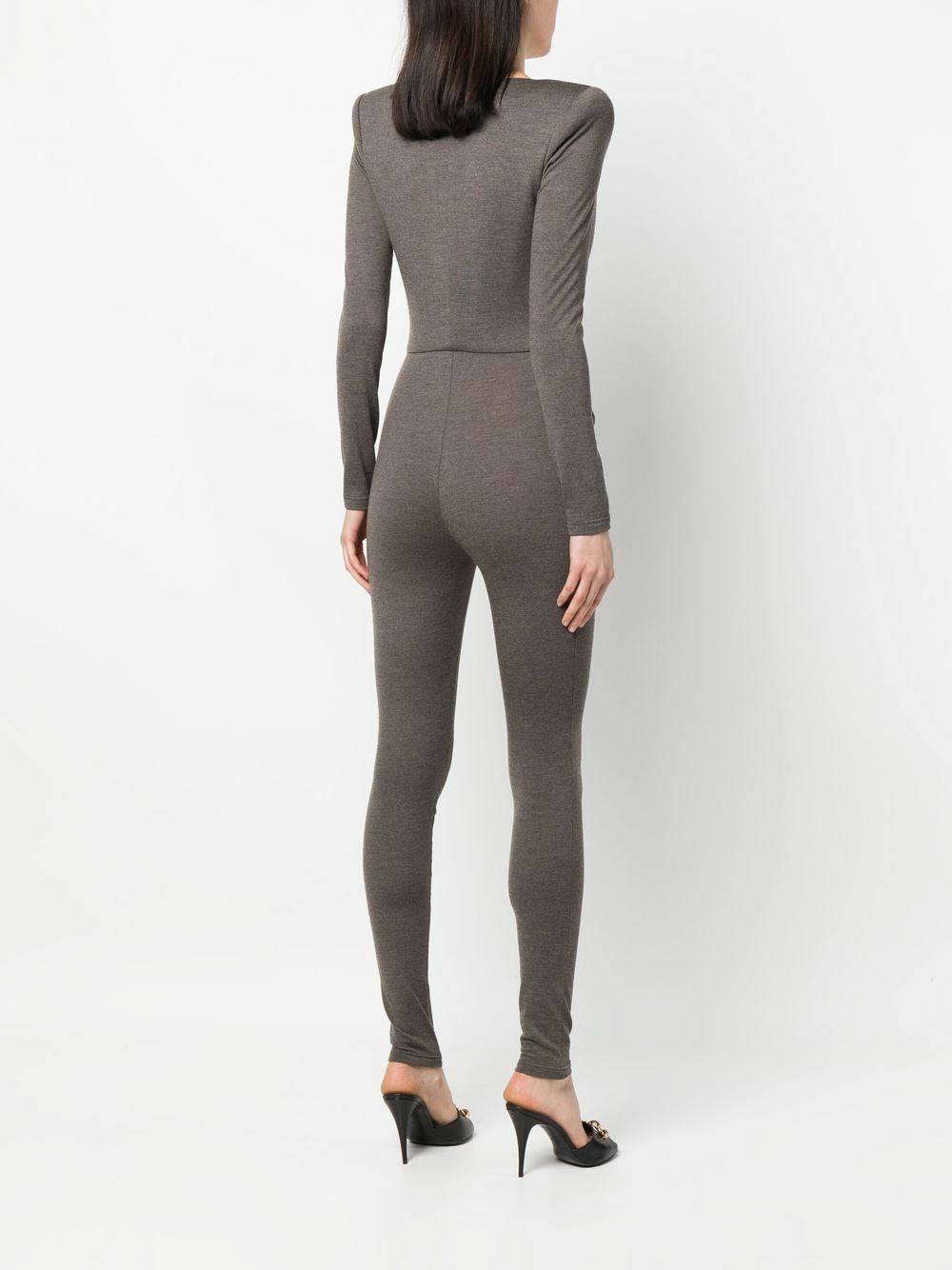Saint Laurent Brown Twist Front Wool Jumpsuit