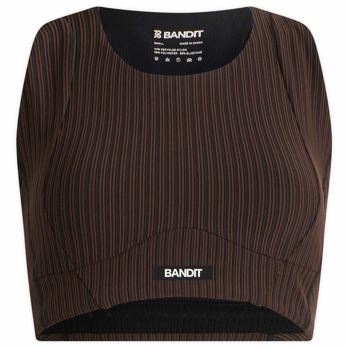 Bandit Women's Variegated Stripe Cadence Longline Bra in Cacao/Bandit Black