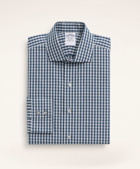 Brooks Brothers Men's Regent Regular-Fit Dress Shirt, Poplin English Collar Gingham | Grey/Navy