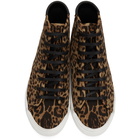 Saint Laurent Tan and Brown Leopard Malibu Mid-Top Sneakers