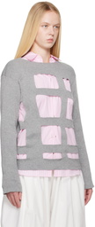 Comme des Garçons Shirt Gray Geometric Cutouts Sweater