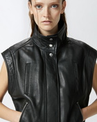 Pinko Nappa Leather Biker Jacket Limo Black