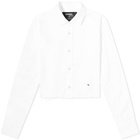 Hommegirls Women's Cropped Button Up Shirt in White