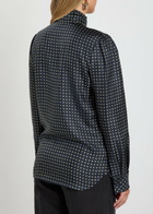Saint Laurent Patterned Silk Blouse Dark Blue