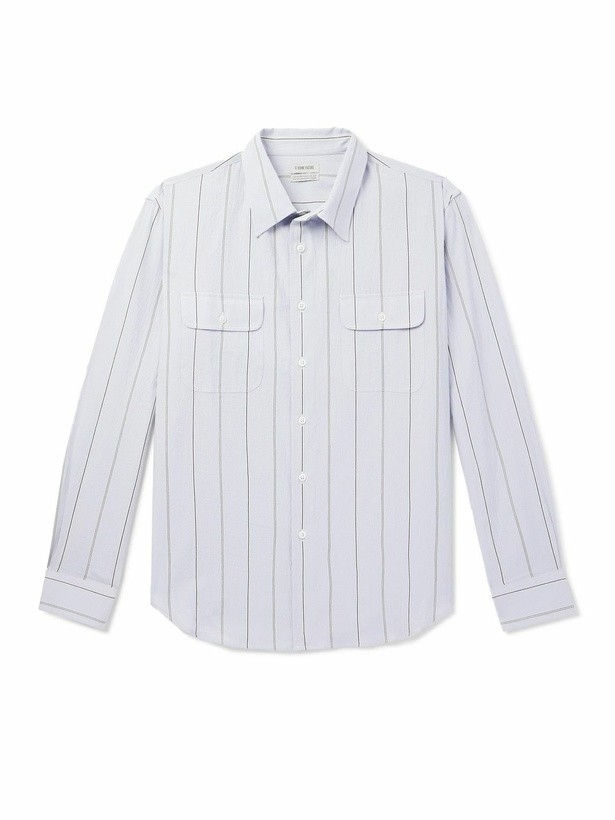 Photo: De Bonne Facture - Artist Striped Organic Cotton-Poplin Shirt - Blue