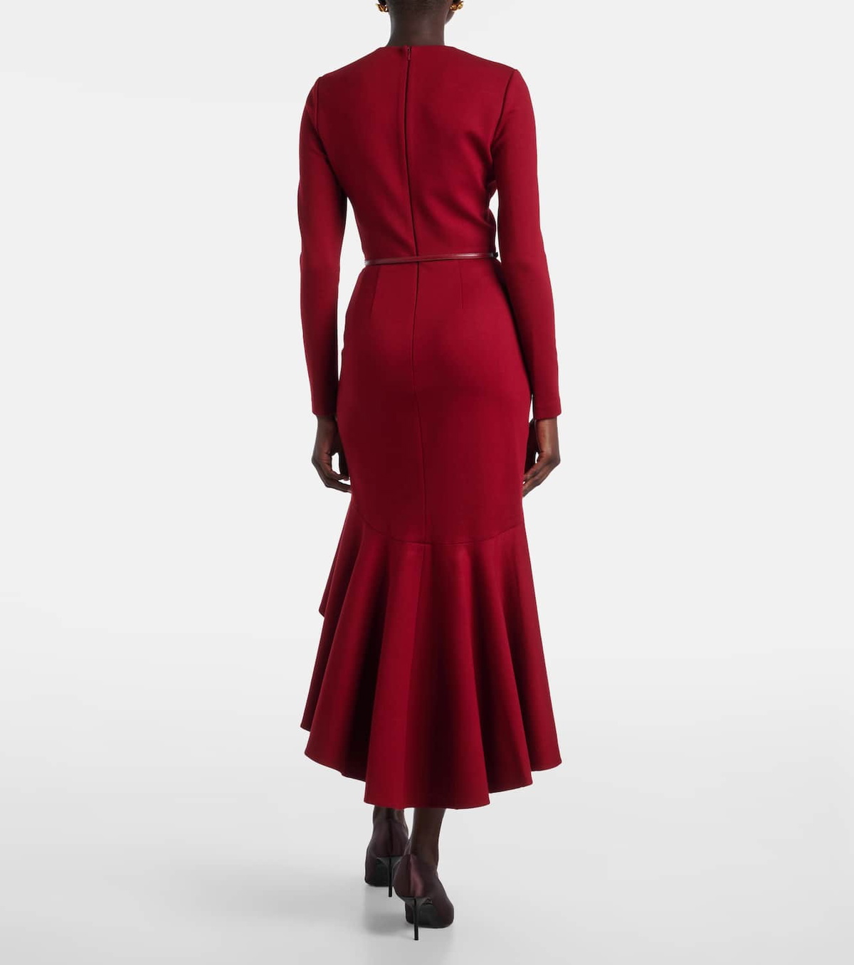 Elie Saab Belted tiered midi dress