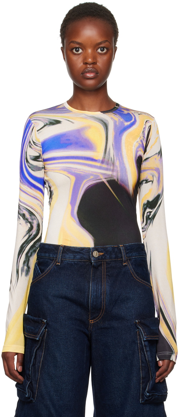 The Attico Multicolor Waves Long Sleeve T Shirt The Attico