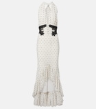 Self-Portrait Lace-trimmed polka-dot maxi dress