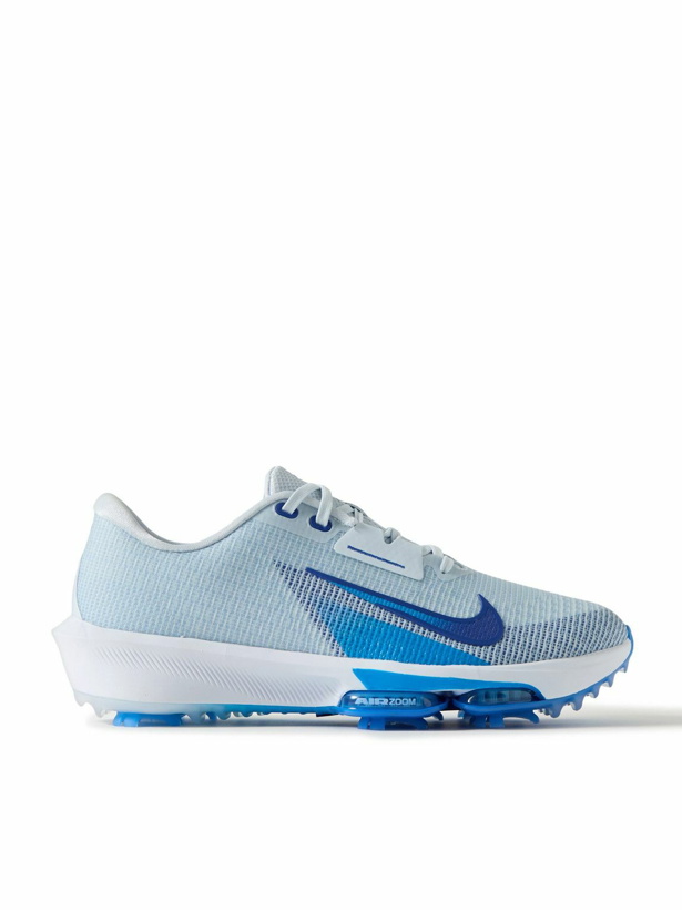 Photo: Nike Golf - Air Zoom Infinity Tour 2 Rubber-Trimmed Flyknit Golf Sneakers - Blue
