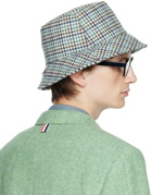 Thom Browne Blue Houndstooth Bucket Hat