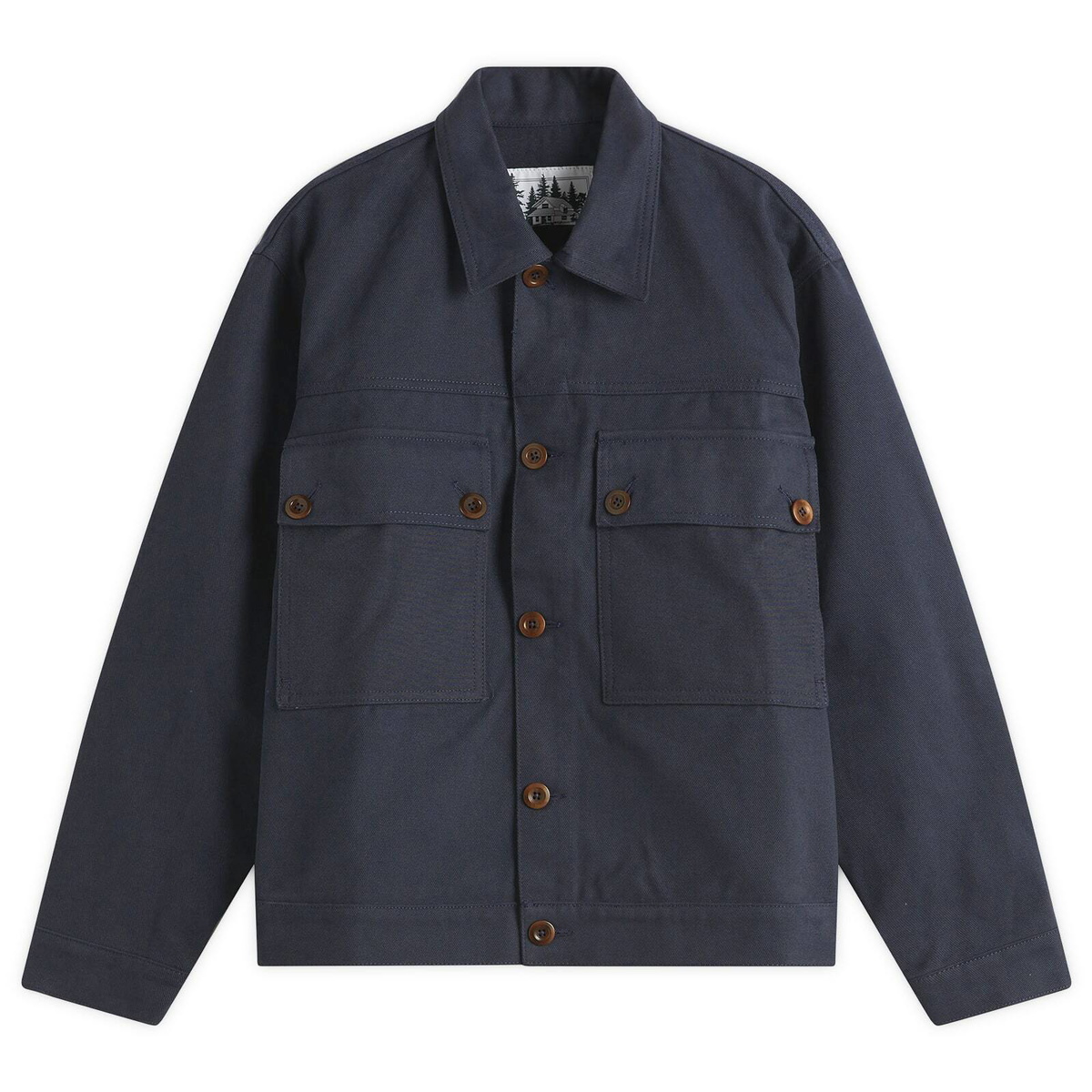 Café Mountain Men's Reverse Panel Workers Jacket in Washed Navy