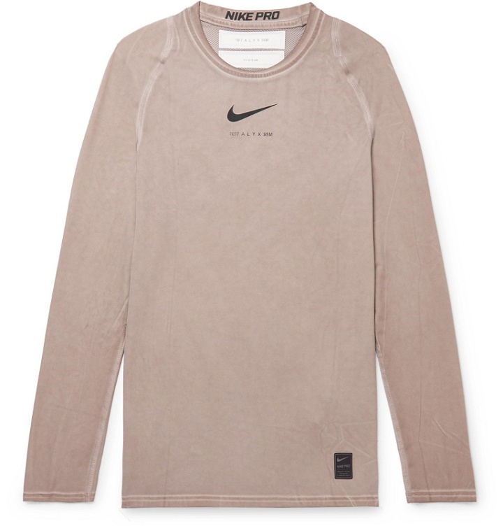 Photo: 1017 ALYX 9SM - Nike Compression Mesh-Panelled Stretch-Jersey T-Shirt - Brown