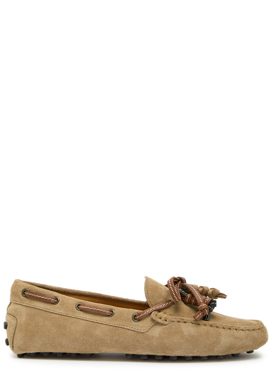 Tods Gommino Suede Loafers Camel