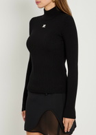 Courrèges Reedition Logo Ribbed-knit Jumper Black