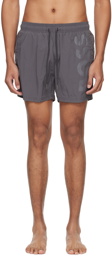 BOSS Gray Large Print Swim Shorts