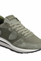 Philippe Model Tropez Haute Low Sneakers In Green Suede And Leather