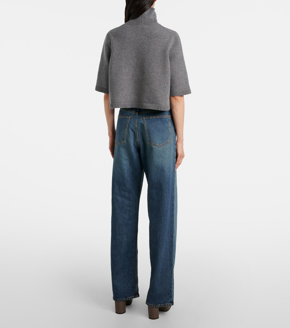 Alaïa Cropped cashmere-blend turtleneck top