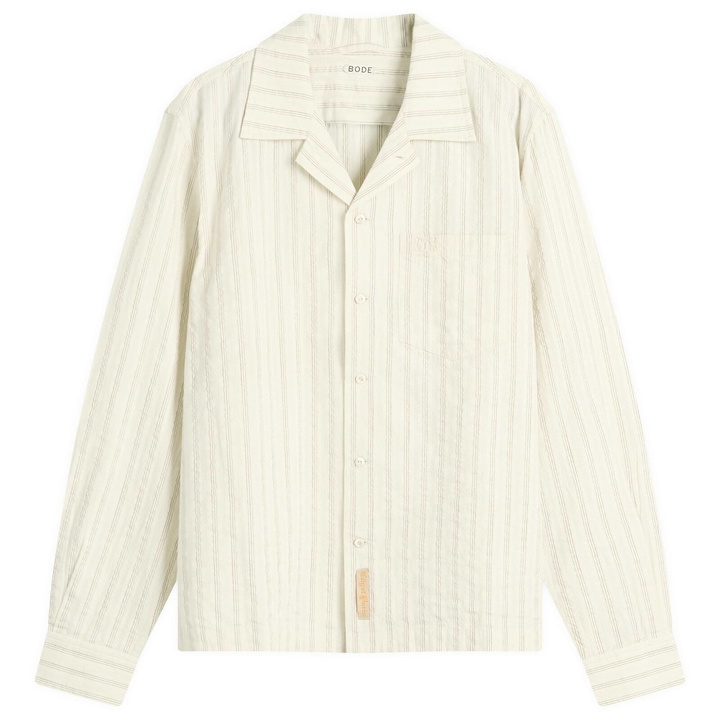 Photo: BODE Men's Lavender Sail Shirt in White Purple