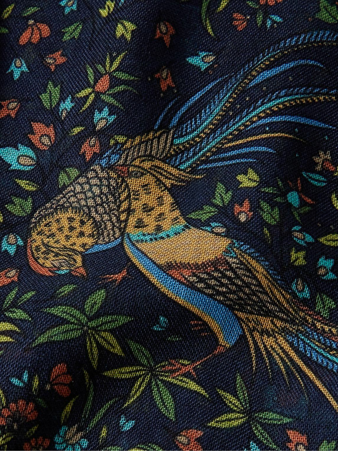 Drake's - Birds of Paradise Fringed Printed Wool and Silk-Blend Scarf