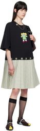 Chopova Lowena Black & Green Saltos Kilt Midi Dress